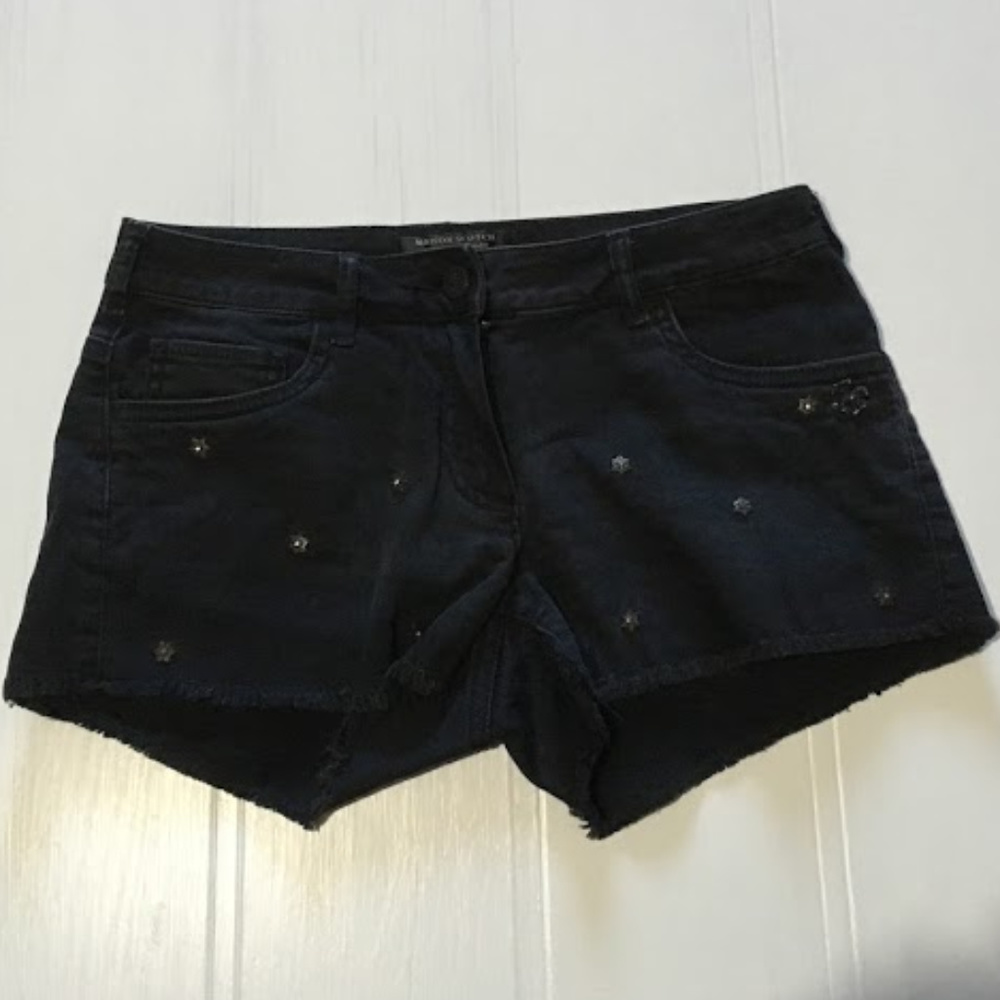 Maison Scotch Black Star Studded Shorts Size 25
